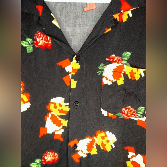 Super Mario Bros Camp Shirt Pixels 8-bit Rose Mens Size XL Hawaiian Retro Y2K - Picture 5 of 8